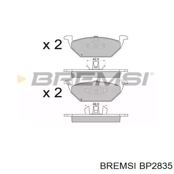 BP2835 Bremsi Колодки передние