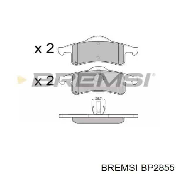 Задние тормозные колодки BP2855 Bremsi