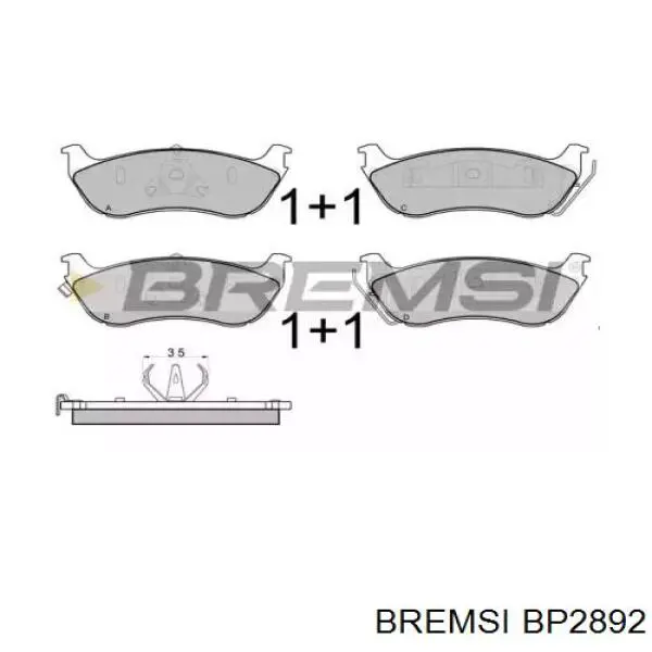 Задние тормозные колодки BP2892 Bremsi