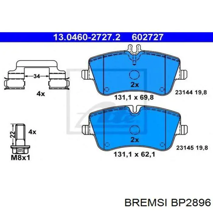 BP2896 Bremsi Колодки передние