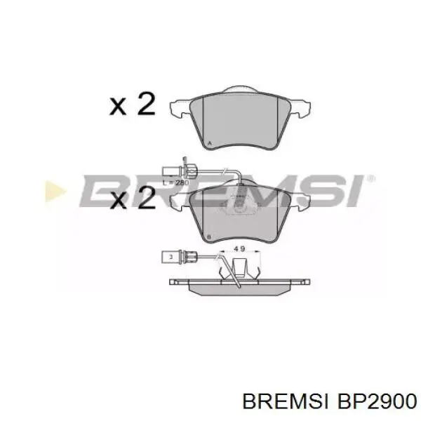 Передние тормозные колодки BP2900 Bremsi