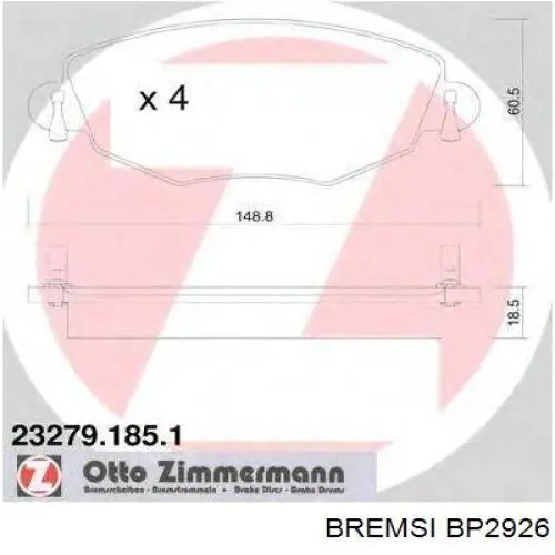Тормозные колодки Bremsi BP2926
