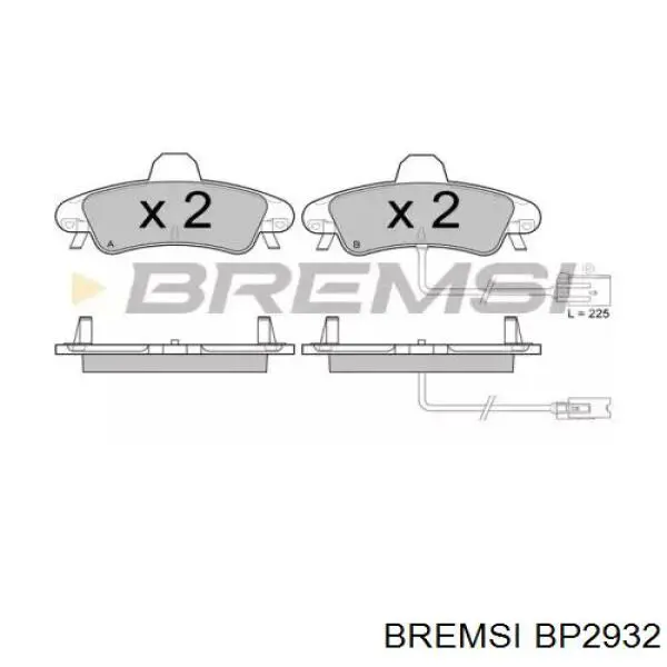 Задние тормозные колодки BP2932 Bremsi