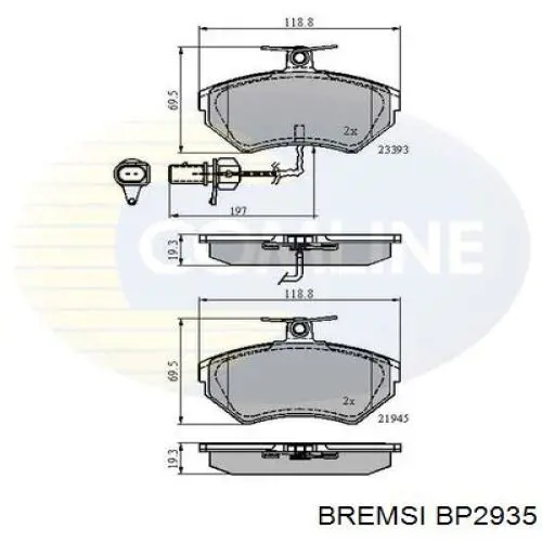 Купить BP2935 Bremsi Колодки тормозные