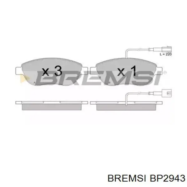 BP2943 Bremsi sapatas do freio dianteiras de disco