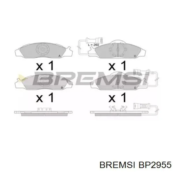 Передние тормозные колодки BP2955 Bremsi