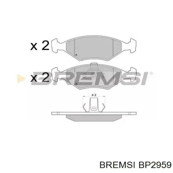 Передние тормозные колодки BP2959 Bremsi