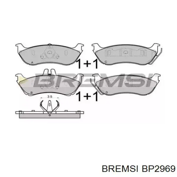 BP2969 Bremsi sapatas do freio traseiras de disco