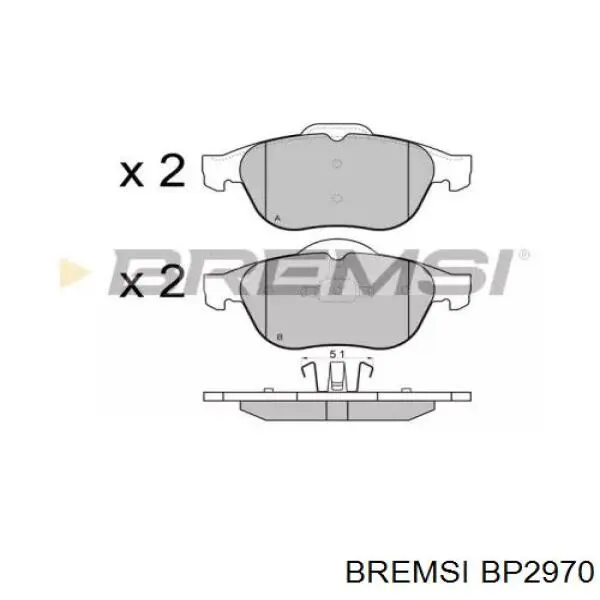 Передние тормозные колодки BP2970 Bremsi