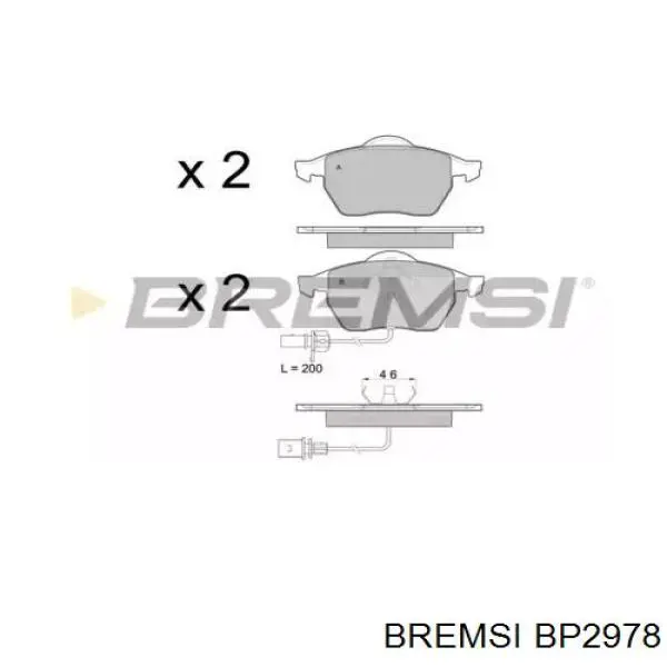 Передние тормозные колодки BP2978 Bremsi