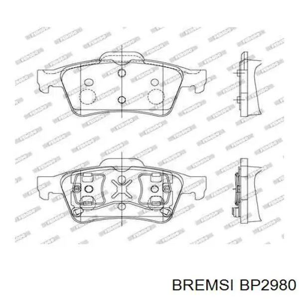 Задние тормозные колодки BP2980 Bremsi