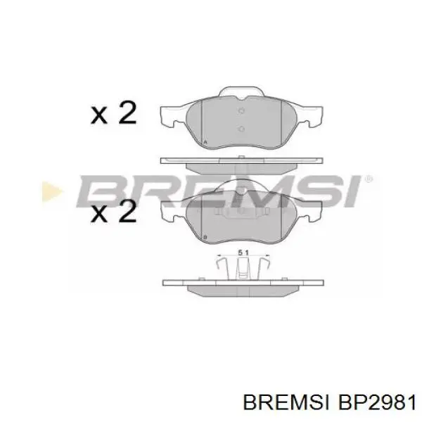 BP2981 Bremsi sapatas do freio dianteiras de disco