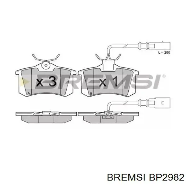 Задние тормозные колодки BP2982 Bremsi