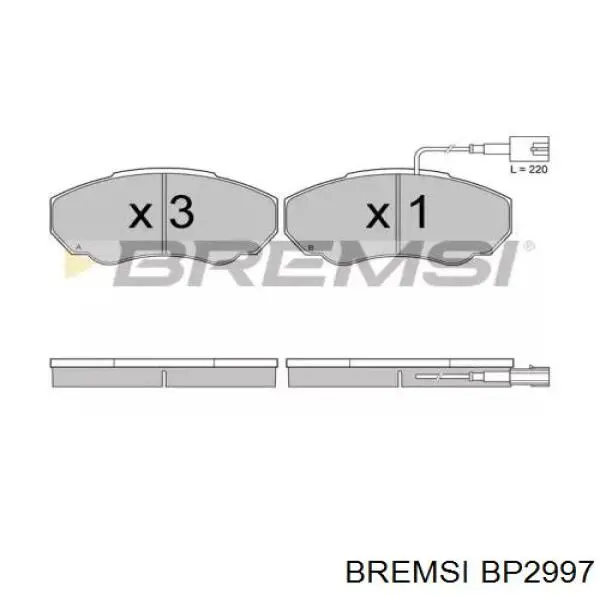 Передние тормозные колодки BP2997 Bremsi