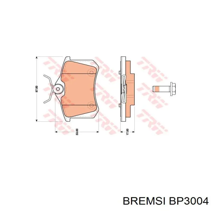 BP3004 Bremsi Колодки тормозные дисковые комплект