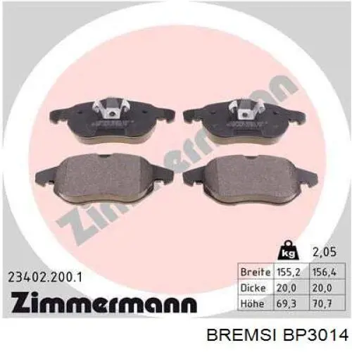 Колодки Bremsi BP3014 цена, от 22.28 USD