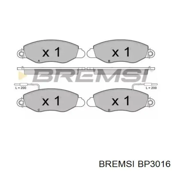 Передние тормозные колодки BP3016 Bremsi