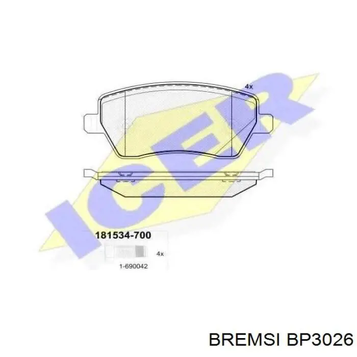 Передние тормозные колодки BP3026 Bremsi