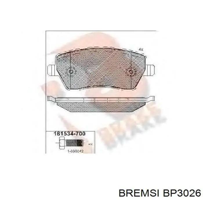 Купить BP3026 Bremsi Колодки тормозные