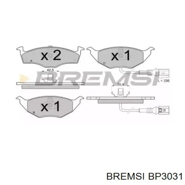 Передние тормозные колодки BP3031 Bremsi