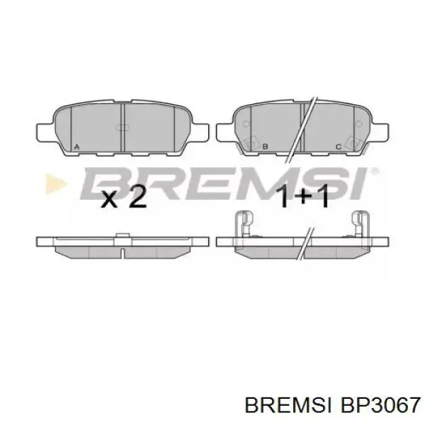 Задние тормозные колодки BP3067 Bremsi