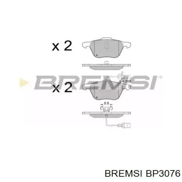 BP3076 Bremsi sapatas do freio dianteiras de disco