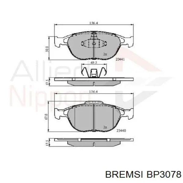 Купить BP3078 Bremsi Колодки тормозные