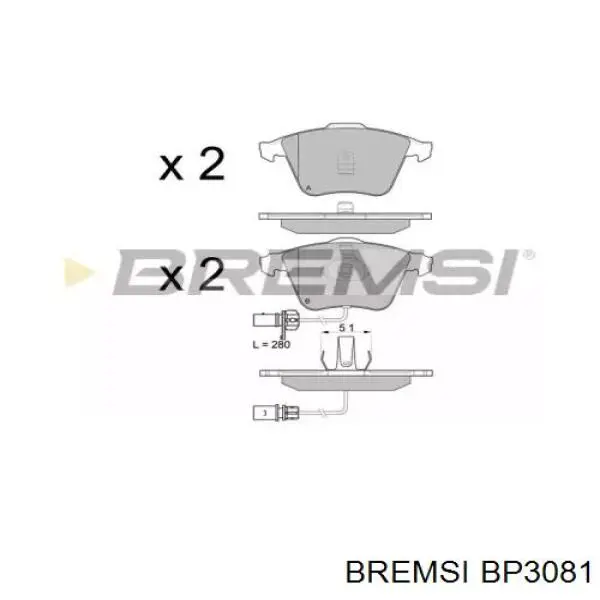 Передние тормозные колодки BP3081 Bremsi