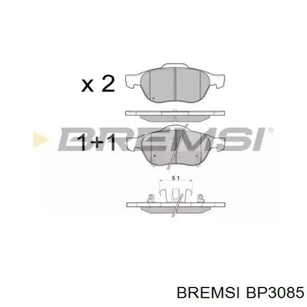 Передние тормозные колодки BP3085 Bremsi