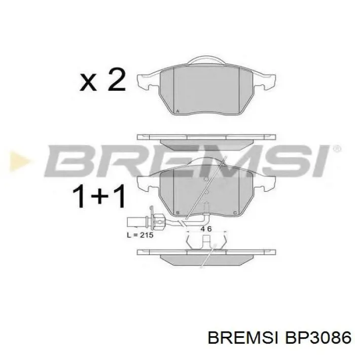Задние тормозные колодки BP3086 Bremsi