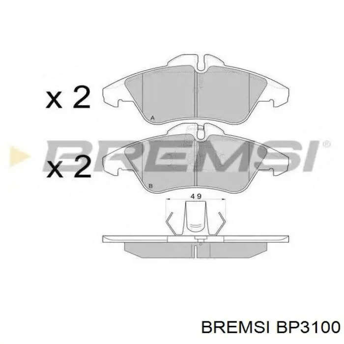 Передние тормозные колодки BP3100 Bremsi