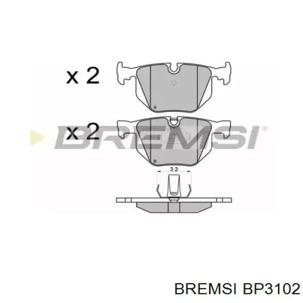 Задние тормозные колодки BP3102 Bremsi