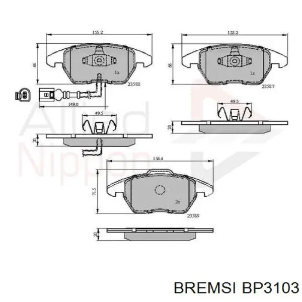 Купить BP3103 Bremsi Колодки тормозные