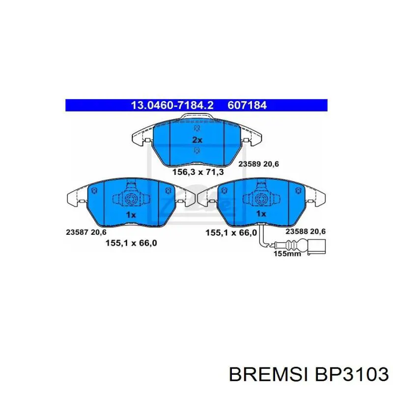 Передние тормозные колодки BP3103 Bremsi
