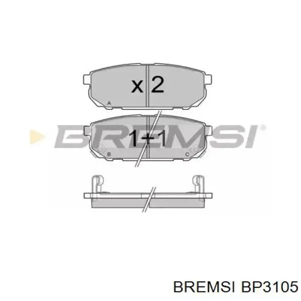 BP3105 Bremsi задние тормозные колодки