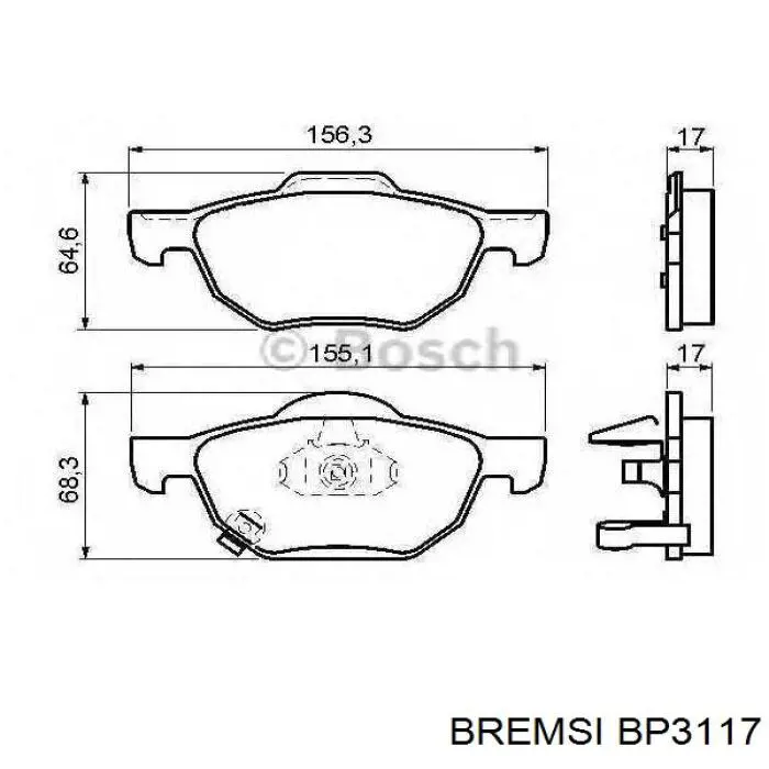Передние тормозные колодки BP3117 Bremsi