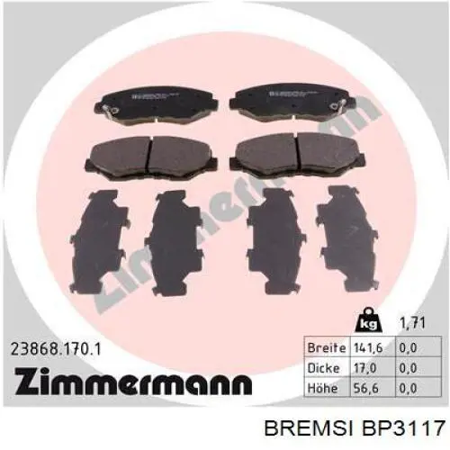 Колодки Bremsi BP3117 цена, от 21.89 USD
