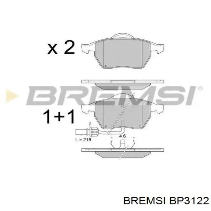 Передние тормозные колодки BP3122 Bremsi