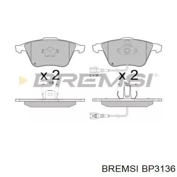 Передние тормозные колодки BP3136 Bremsi