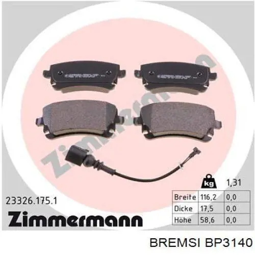 Колодки дисковые  Bremsi BP3140 цена, от 18.36 USD