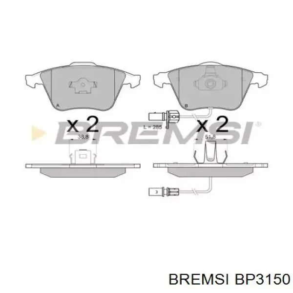 Передние тормозные колодки BP3150 Bremsi