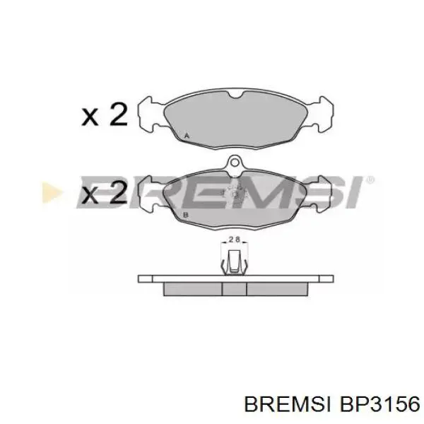 Задние тормозные колодки BP3156 Bremsi