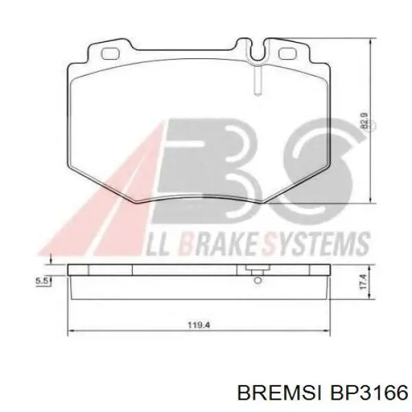 Купить BP3166 Bremsi Колодки тормозные