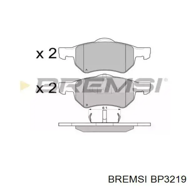 Передние тормозные колодки BP3219 Bremsi