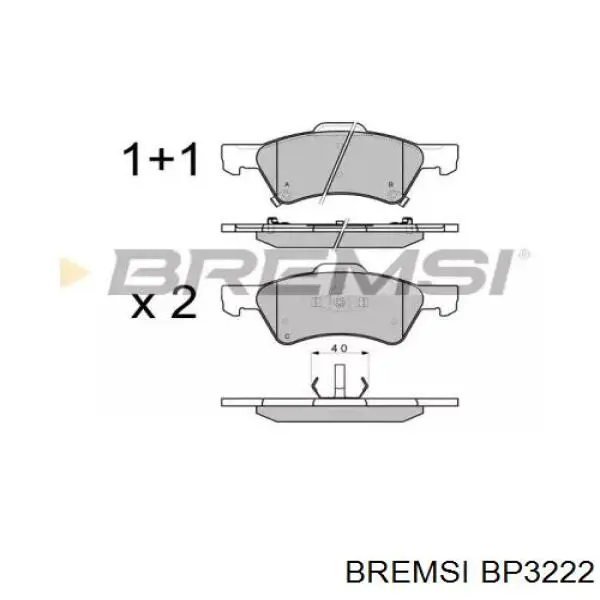 Передние тормозные колодки BP3222 Bremsi