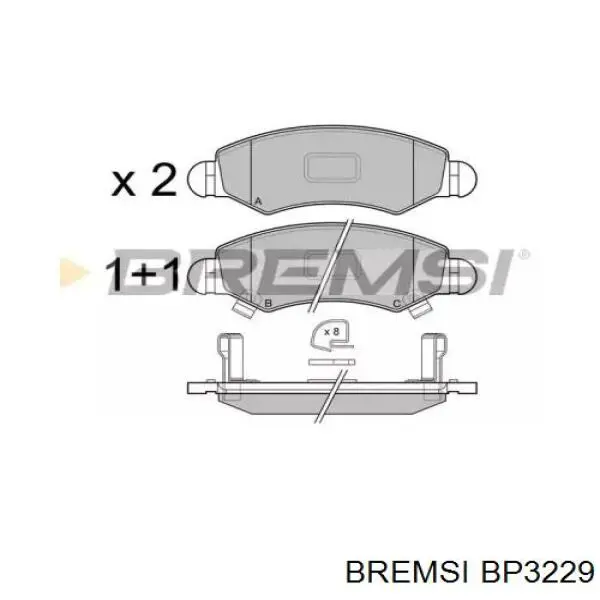 Передние тормозные колодки BP3229 Bremsi