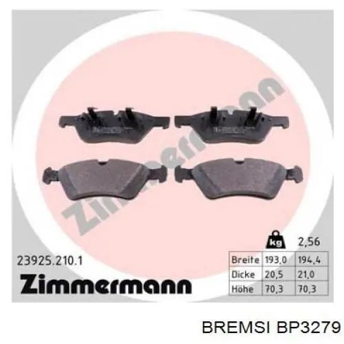 Купить BP3279 Bremsi Колодки тормозные