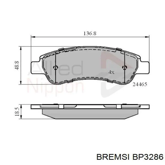 Колодки гальмові задні, дискові BP3286 Bremsi