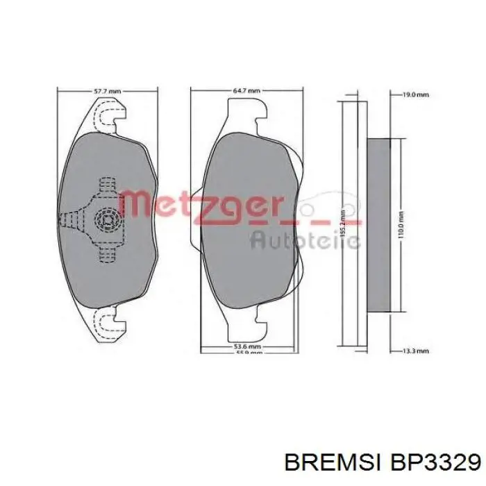 Передние тормозные колодки BP3329 Bremsi