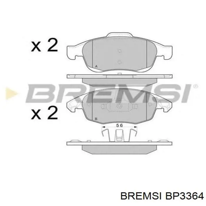 Купить BP3364 Bremsi Колодки тормозные